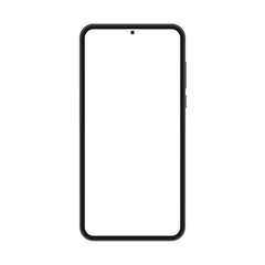 Smartphone vector mockup. Mobile phone template with blank screen. Black cell phone device isolated on white background.