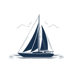 Vector sailing boat yacht logo vector illustration isolated on white. Yacht club logotype