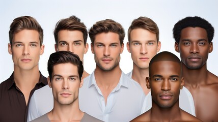 group of handsome male models with great skincare from a diverse ethnicity