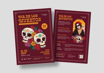 Dia De Los Muertos Day of The Dead Mexican Flyer Template