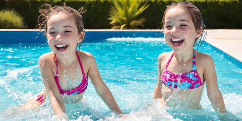 Children playing in the pool