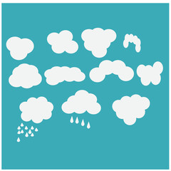 set of clouds on blue background
