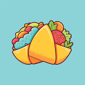 recommend clip art: tacos sticker cool colors kawaii clip art illustration for menu, poster, web
