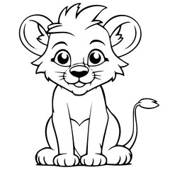 Little lion cartoon coloring page illustration