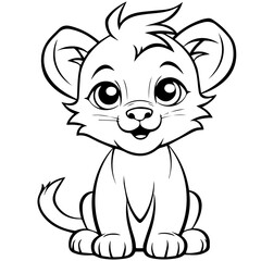 Little lion cartoon coloring page illustration