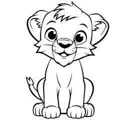 Little lion cartoon coloring page illustration