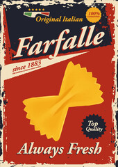 vintage advertising poster for farfalle pasta - 629591860