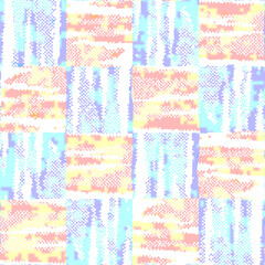 Multicolor Painterly-Dyed Textured Tile Checked Pattern