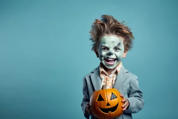Fototapeten Boy make up as evil for halloween party © iDoPixBox