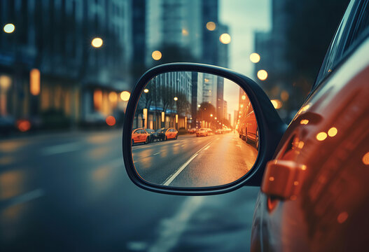 Experience the brilliance of a luxury car's illuminated blind spot warning in the mirror up close.