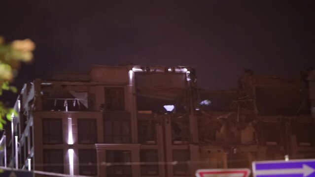 In Dnipro, Russian missiles hit a multi-storey residential building and a building. Scars of war. The atrocity of the Russian army. House of civilians in Ukraine.
