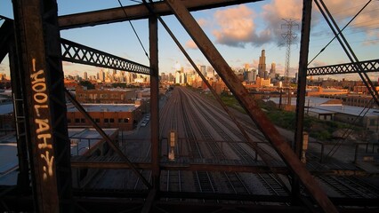 Train Trestle bridge in West Town Chicago