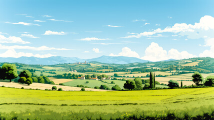Obraz premium Bunte Landschaft Illustration. Generiert mit KI