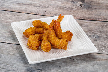 Delicous crispy shrimps appetizer snack