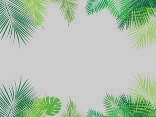 Fototapeta na wymiar Creative layout made of colorful tropical leaves on white background. Minimal summer exotic concept with copy space. Border arrangement