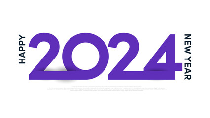 Happy New Year 2024, Number design template isolated on white background,  Greeting banner template, Vector illustration EPS 10