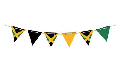 Garland with the flag of Jamaica on a white background.