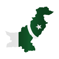 Map and flag of Pakistan.