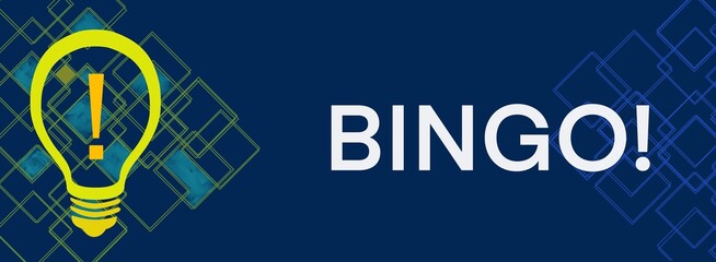 Naklejka premium Bingo Blue Bulb Orange Yellow Text Horizontal