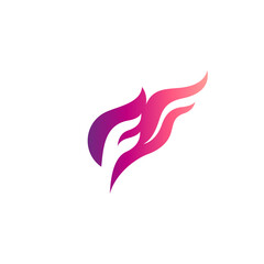 F letter logo design with fire element combination