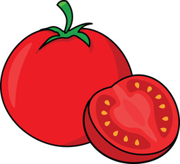 red tomato on a white background