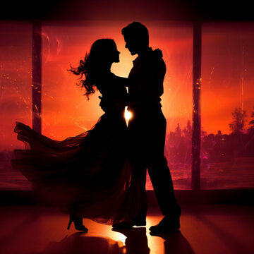 Silhouette of a dancing couple