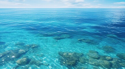 Fototapeta na wymiar tropical blue sea scene, blue water in the sea, tropical ocean, oceanic scene