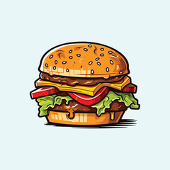 cheese burger cartoon clip art illustration for menu, poster, web