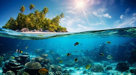 Fototapeta na wymiar tropical blue sea scene, blue water in the sea, tropical ocean, oceanic scene