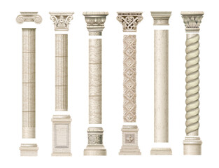 Set of old classical columns