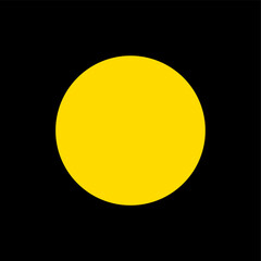 Yellow dot on black background. Isolated yellow dot.
