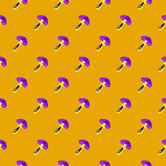 Seamless pattern with psychedelic mushrooms. Magical fly agaric wallpaper.