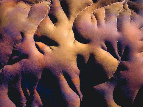 Aerial abstract view of Chamarel Seven Colored Earth Geopark, Black River, Mauritius.