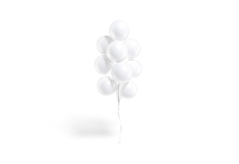 Blank white round balloon bouquet mockup, front view