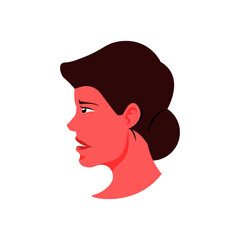 Woman side face on isolated background, Vector illustration.