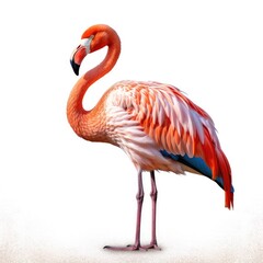 American flamingo bird isolated on white. Generative AI