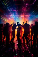 Foto op Canvas Silhouette of people dancing on a dance floor © Guido Amrein