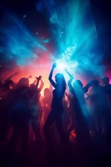 Gardinen Silhouette of people dancing on a dance floor © Guido Amrein