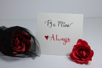 Valentine's Day greeting card with a romantic rose, great for a gift against a white background