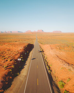 Aerial view of the famous Highway from Forrest Gump Monument Valley, Utah, United States.
