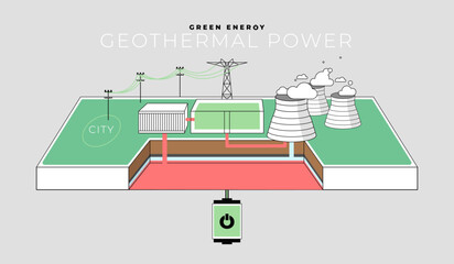 Green Energy Geothermal Power in Vector Art