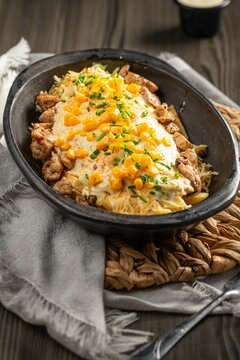 Tray of delicious Chuzo desgranado on the table in a restaurant