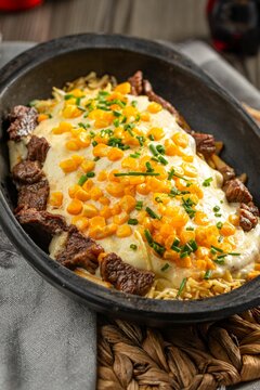 Tray of delicious Chuzo desgranado on the table in a restaurant