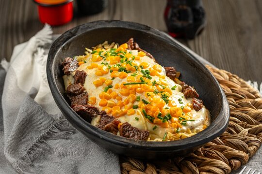 Tray of delicious Chuzo desgranado on the table in a restaurant