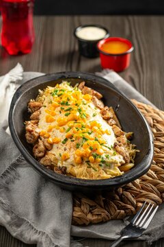 Tray of delicious Chuzo desgranado on the table in a restaurant
