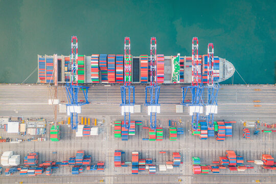 Aerial view of the Port of Long Beach, California, United States.