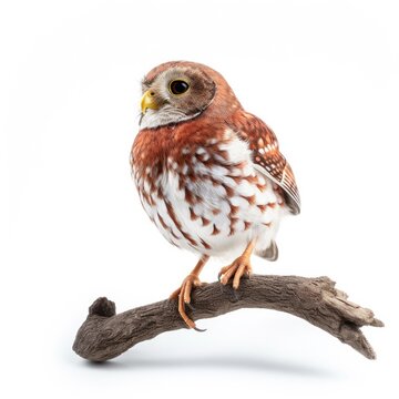 Ferruginous pygmy-owl bird isolated on white. Generative AI