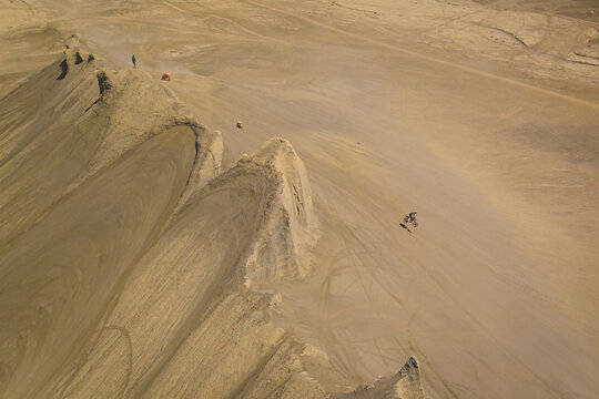 Aerial view of Swing Arm City, a famous place for motorbikes and ATVs, Caineville Mesa, Utah, United States.