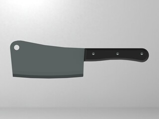 Meat Cleaver Knife with Plastic Handle 3D model
