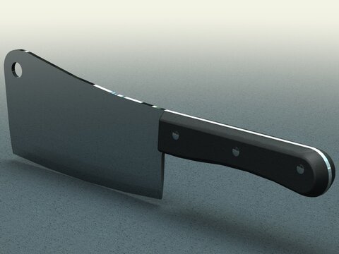 Meat Cleaver Knife with Plastic Handle 3D model